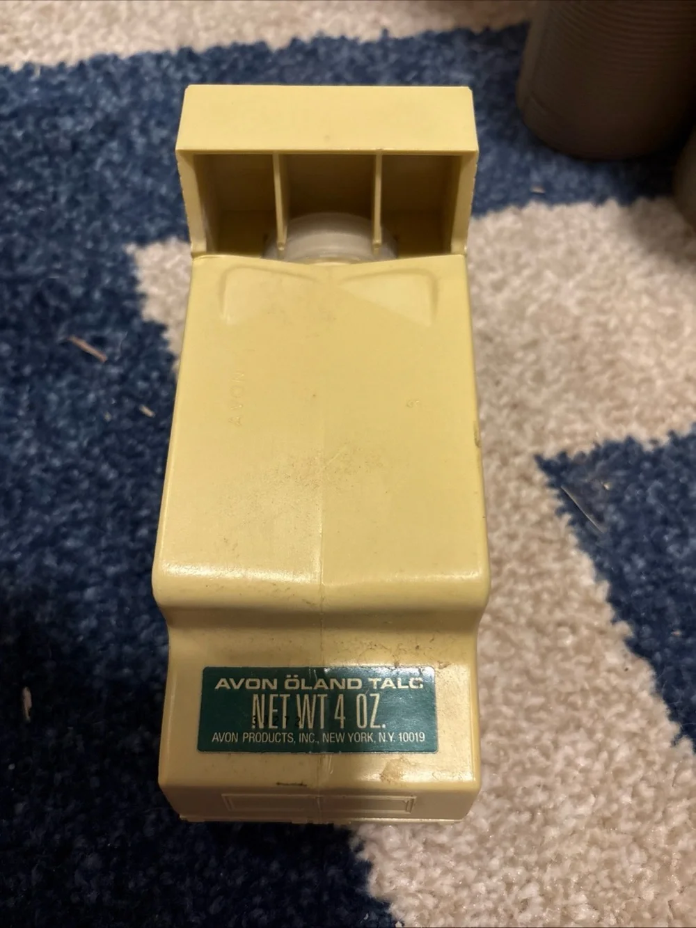 Avon Yellow Plastic Talc Dispenser